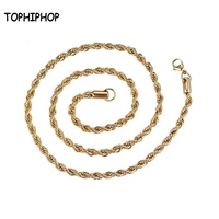 tophiphop stainless steel 3mm rope chain chain necklace gold black silver three colors fashion jewelry unisex