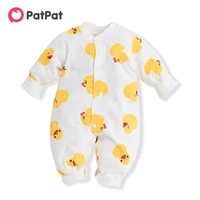 patpat 2021 new spring and autumn baby yellow duck allover long sleeve one pieces jumpsuit soft baby boy and girl clothes