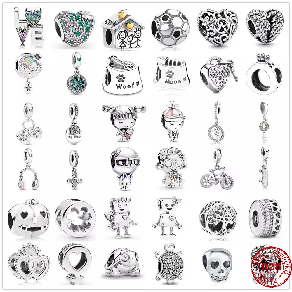 Новая оригинальная сладкая семейная мальчик девочка папа мама бусина Pandora подходит для браслета Charms Silver 925 туристка женские ювелирные изделия.