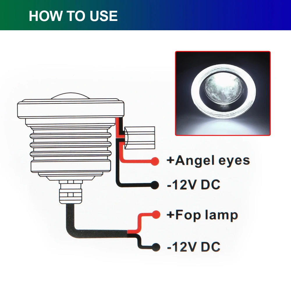 

Replacement Angel Eye bulb Ring Waterproof 12V With Mounting Brackets Fog Light