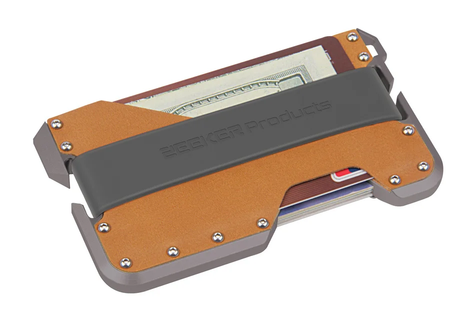 as picture ZEEKER дизайн Алюминиевый металлический RFID блокирующий кредитный держатель для карт из натуральной кожи минималистичный бумажник для карт для мужчин - Цвет: as picture