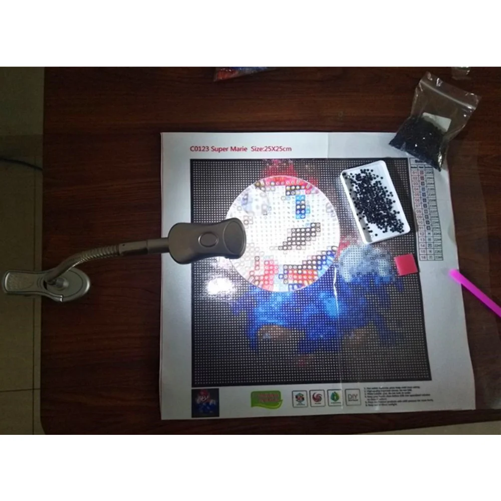 Новинка 5D DIY Алмазная картина увеличительное стекло настольный светодиодный