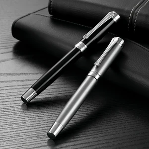 Image for High Quality Metal Fountain Pen Black Silver F Lux 