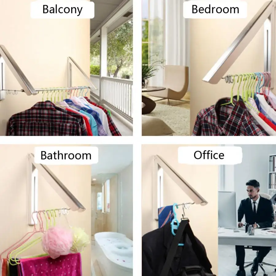 Вешалка для одежды 80 см вешалка с двойным кронштейном компактная Алюминиевая