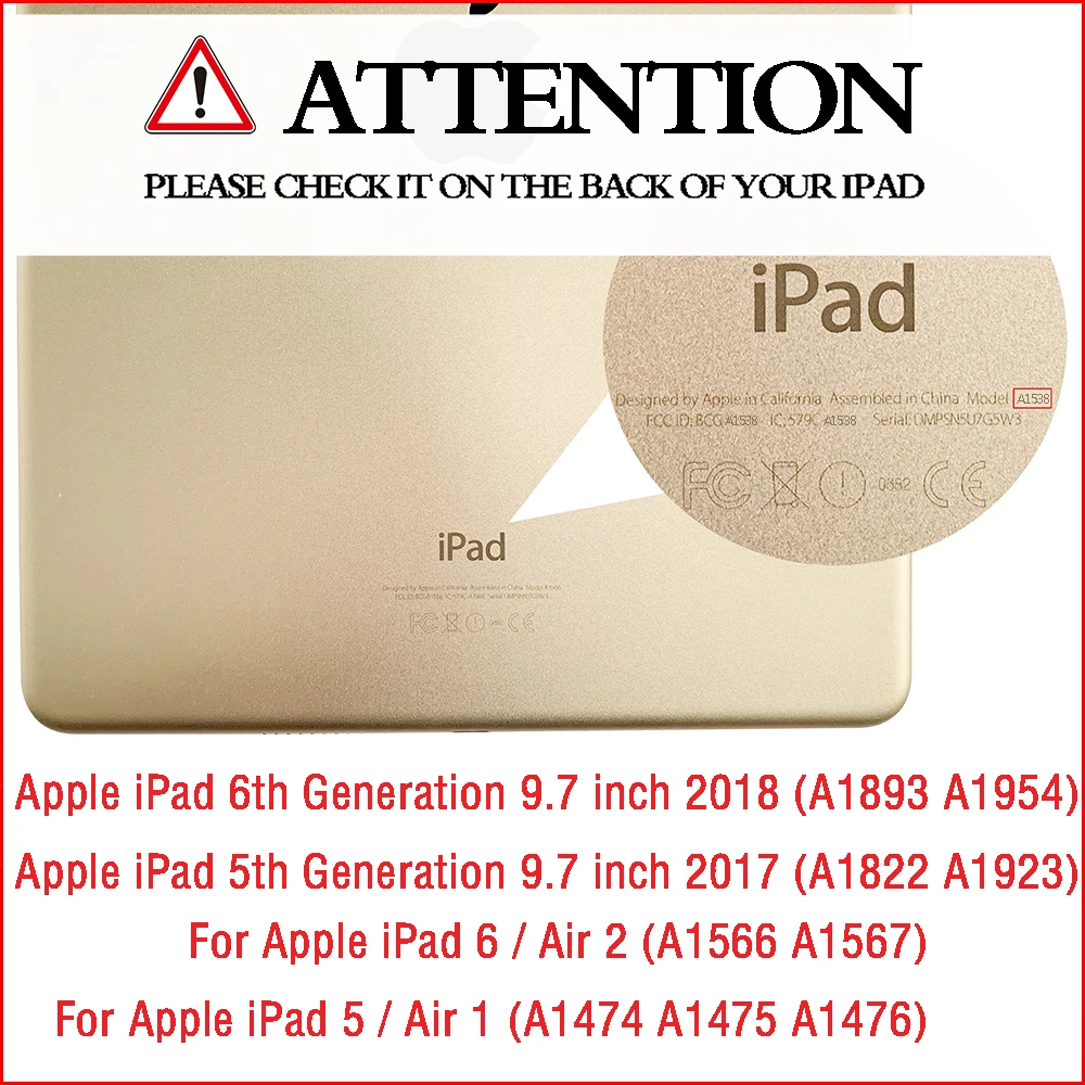 iPad 9, 7  2017 2018 5th 6th Gen A1822 A1823 A1893 A1954  s  ipad Air 1/ 2   ipad 6 / 5 2013 2014