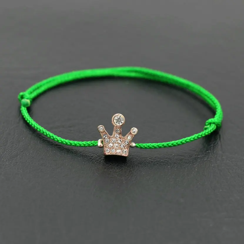 Прекрасный Корона из розового золота браслет для женщин тонкая красная нить