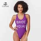Женский слитный купальник CUPSHE, фиолетовый слитный купальник с принтом, с высоким вырезом, для свадьбы, вечеринки, 2021