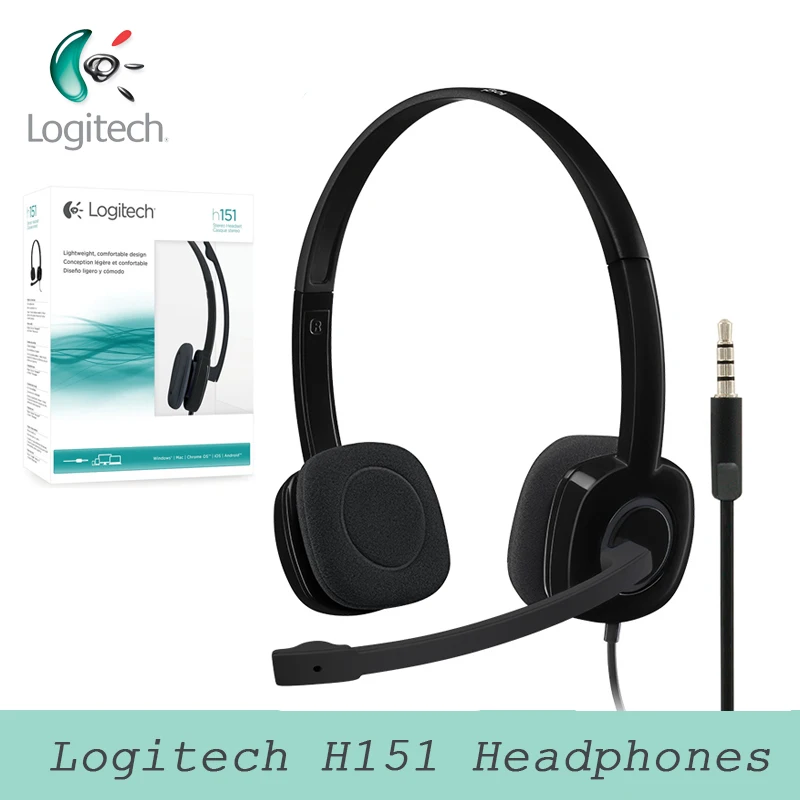 

Стереонаушники Logitech H151, наушники с несколькими устройствами и встроенным управлением, 1,8 м, для аудио 3,5 мм