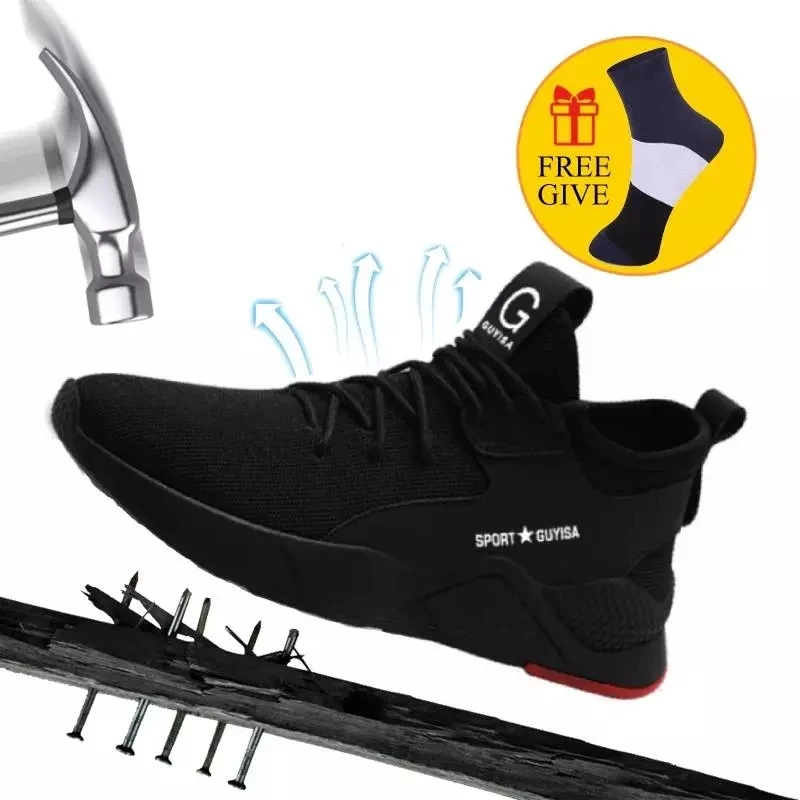 Мужская Рабочая обувь со стальным носком Повседневная дышащая Уличная Кроссовки