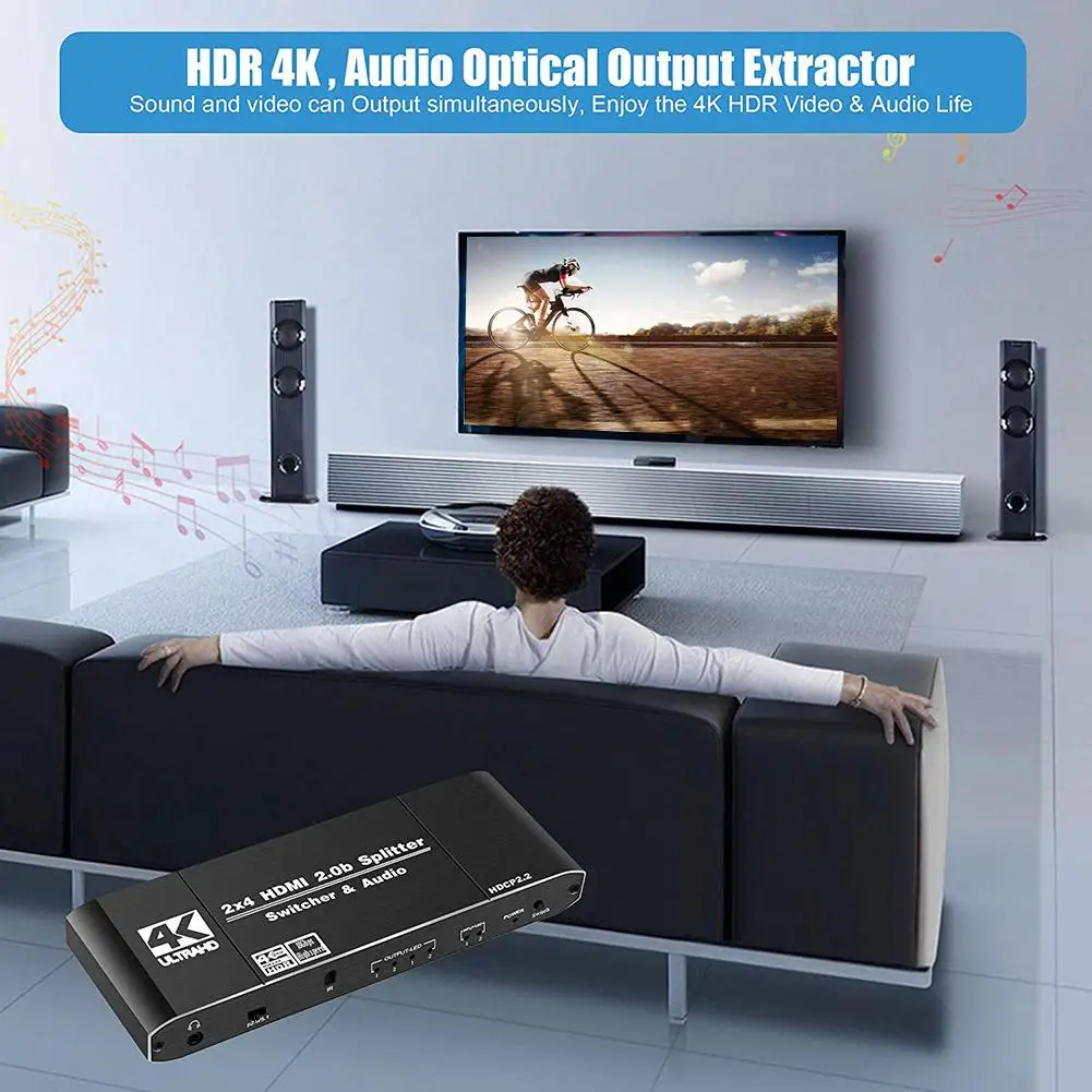 4x2 HDMI для Многофункционального Переключателя 4K @ 60 Гц 2 0 Интеллектуальный 4 в