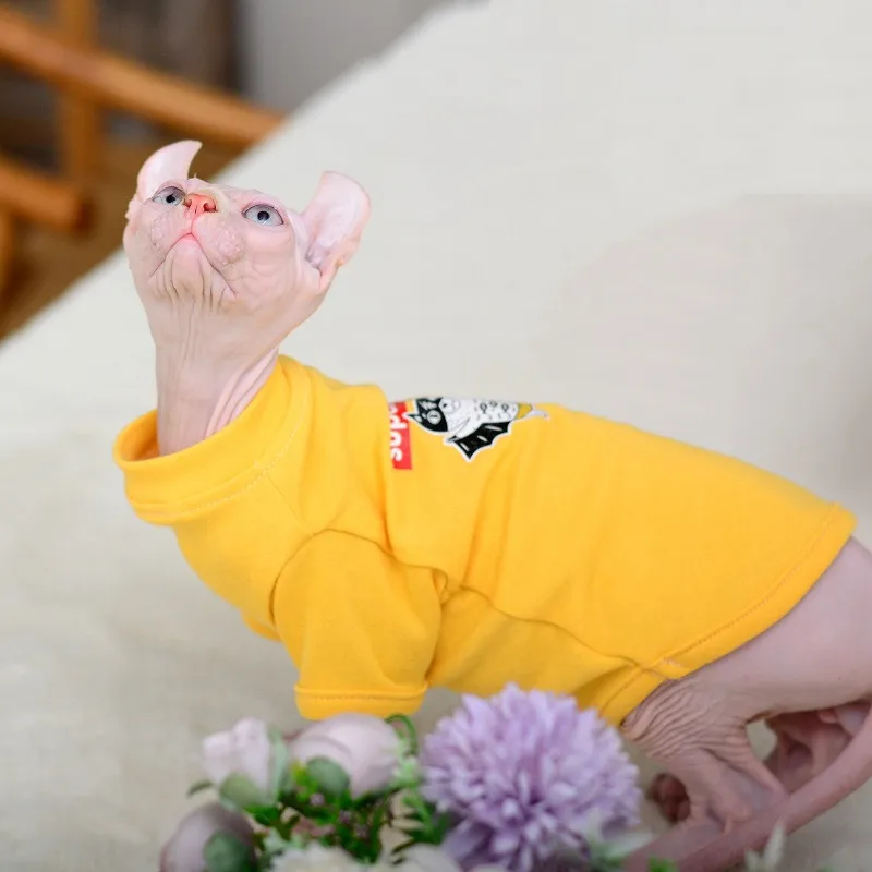 Pаспродажа Новинка осенне-зимняя одежда для кошек Sphynx зеленое хлопковое пальто для кошек без волос классическая одежда для щенков семейный свитер для ...