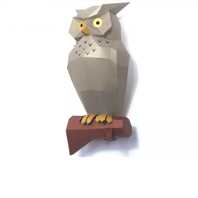3D сова животные бумажная модель настенная Художественная Скульптура игрушка