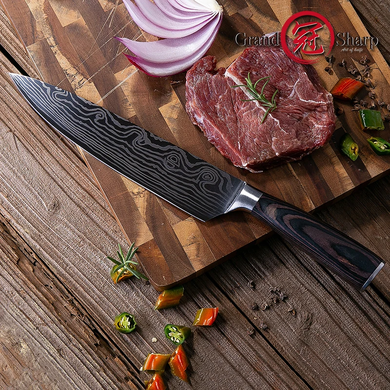 Кухонные ножи шеф повара с Дамасским узором немецкая нержавеющая сталь сашими