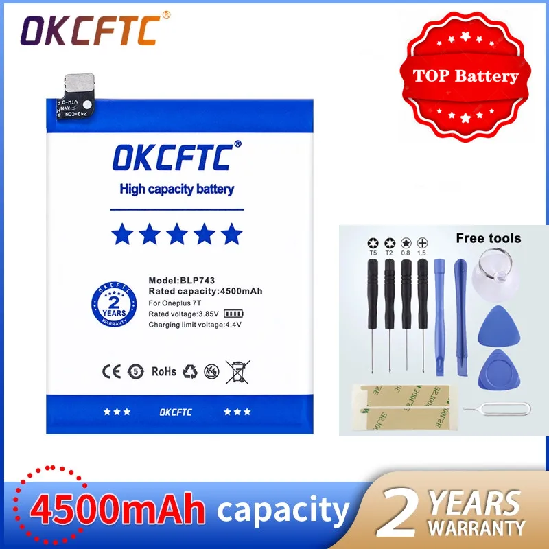 

Оригинальный запасной аккумулятор OKCFTC BLP743 для телефона OnePlus 7T One Plus 7T подлинные батареи для телефона 4500 мАч