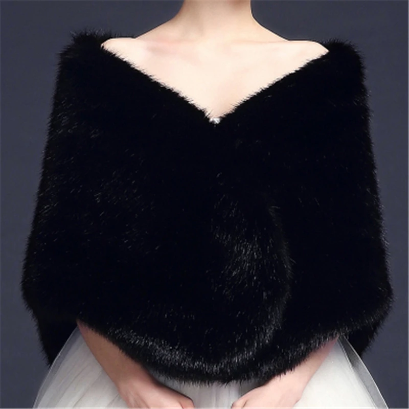 

2019 Cheap Stock Red Black Grey Warm Bolero Bridal Cape Winter Fur Women Jacket Shawl Bridal Cloaks Party Wedding Coat BM141