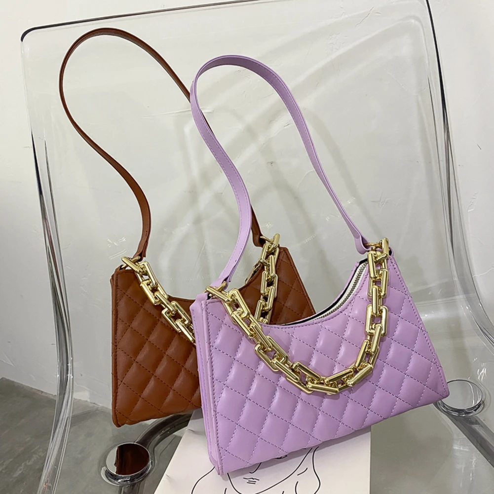 

Модные клетчатые ретро сумки через плечо из искусственной кожи для женщин, повседневные однотонные Женские повседневные сумки на плечо с ц...