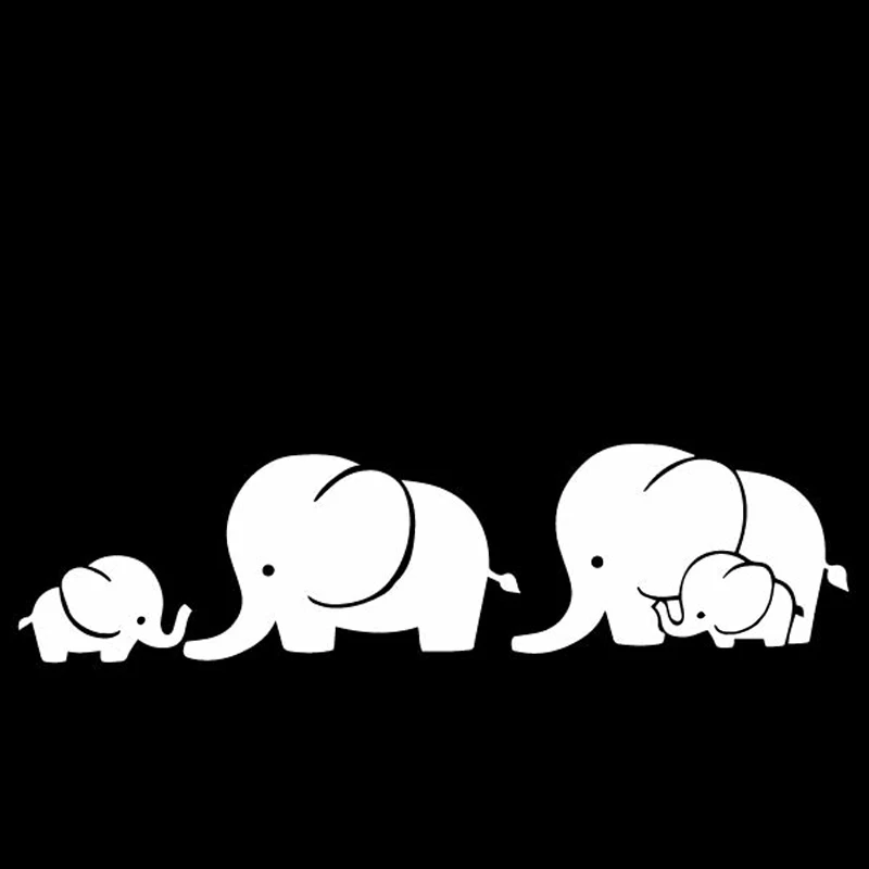 

Volkrays Lovely Car Sticker Elephant Family Accessories Reflective Waterproof Cover Scratches Vinyl Decal Black/White,3cm*17cm