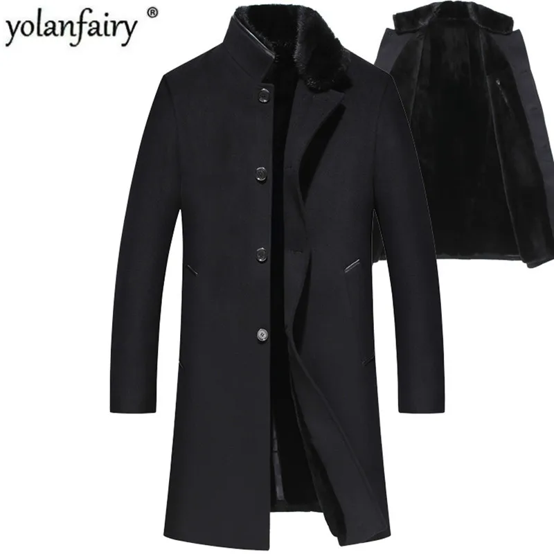 Мужское пальто с натуральным мехом 100% шерсть куртка норки зимнее для мужчин