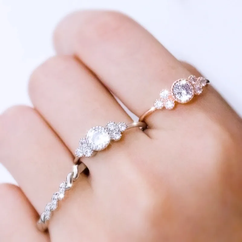 Новые модные креативные свадебные кольца элегантные круглые циркониевые