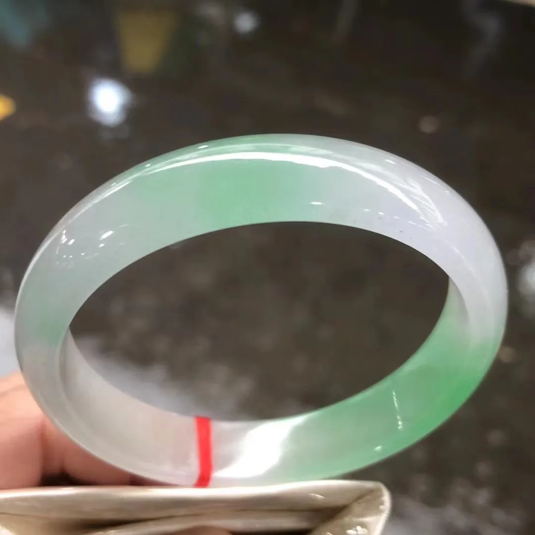 

Натуральный браслет из Мьянмы из жадеита, плоский браслет из настоящего жадеита, натуральный женский характерный браслет, 57,5 мм, 191