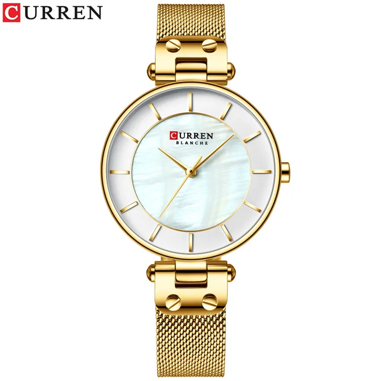 S gold white CURREN часы женские роскошные брендовые для женщин нарядные кварцевые наручные часы кожаные водонепроницаемые женские часы девушка часы Relogio Feminino - Цвет: S gold white