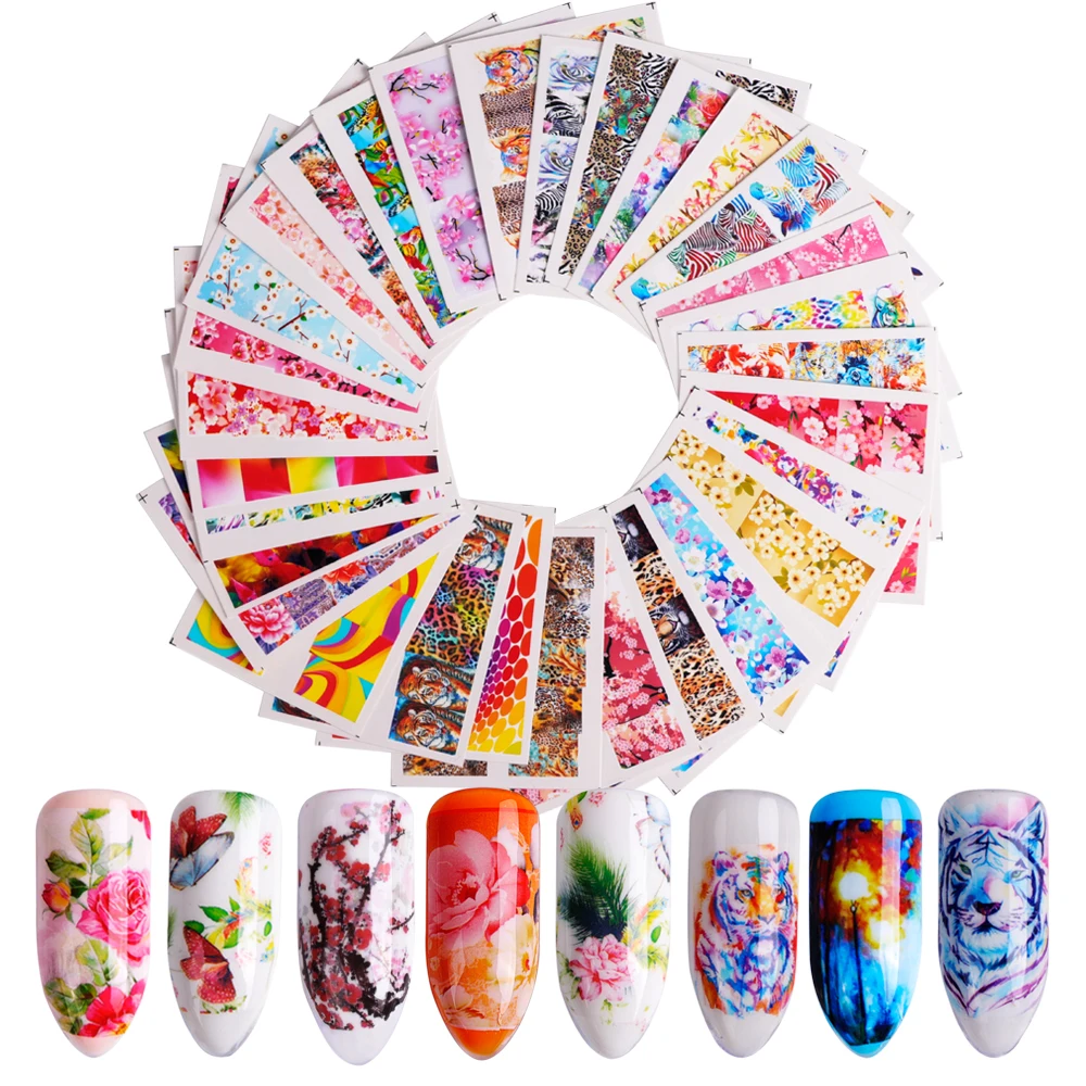 1 Набор наклейки для дизайна ногтей Переводные фольга Слайдеры цветок фрукты