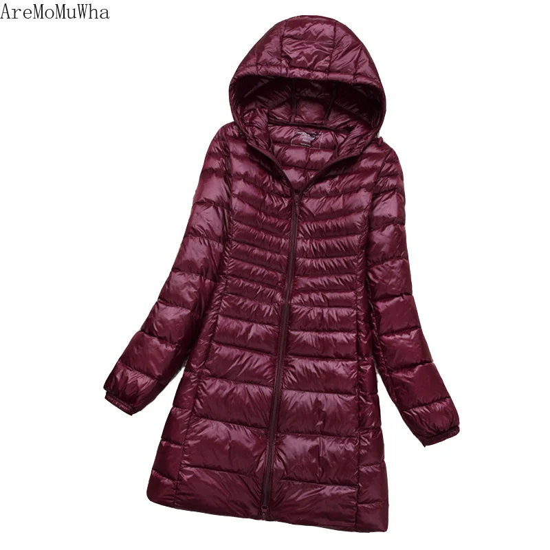 Пуховик AreMoMuWha2020 женский тонкий средней длины модное легкое Свободное пальто с