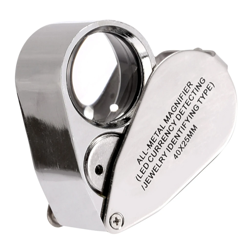 

2pcs 40X 25mm Lighted LED Jewelers Jewelry Loupe Magnifying Glass Lens