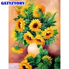 GATYZTORY 5D DIY алмазное Рисование Подсолнечник вышивка Алмазная мозаика камни в форме ромбакруглый дрель пейзаж украшения для дома подарок на Рождество