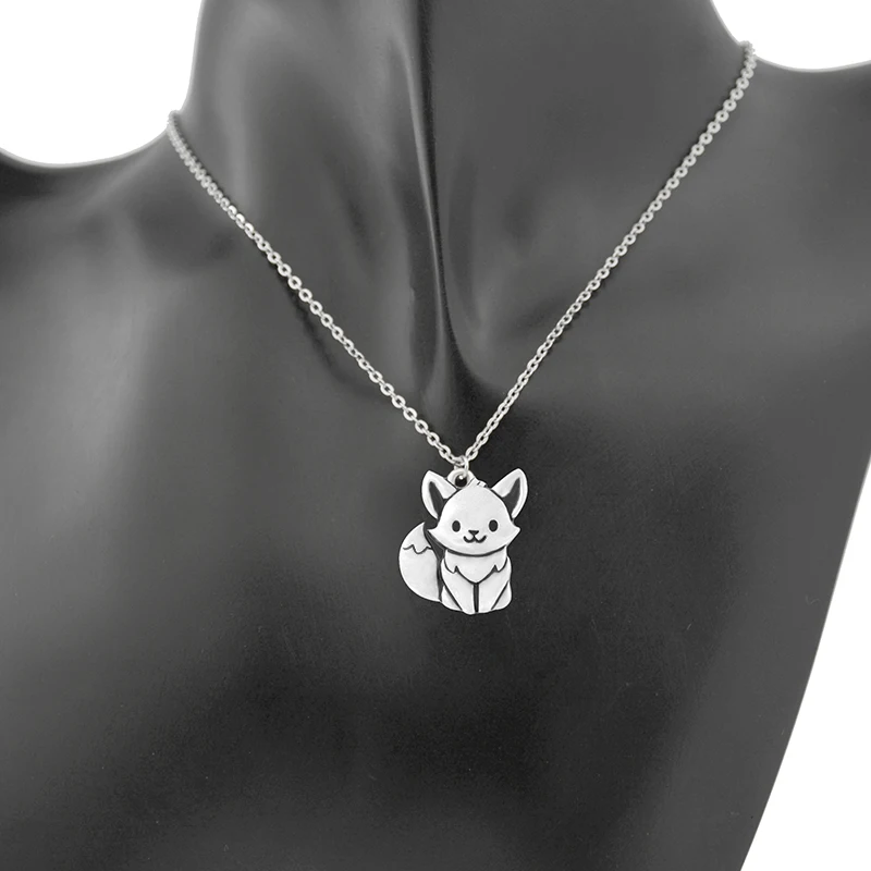10 шт. серебряного цвета в винтажном Цвет ожерелье с подвеской лиса из ожерелья