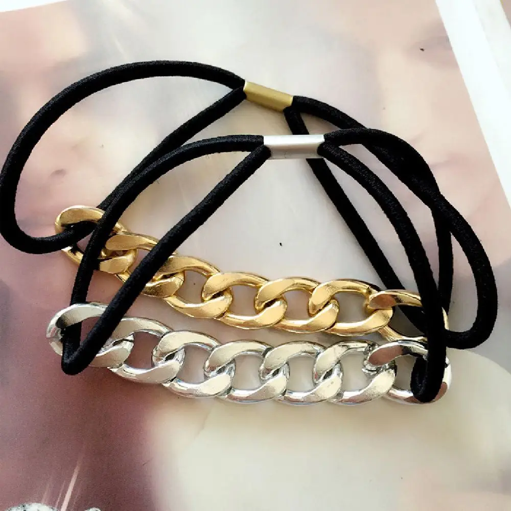 Женская эластичная лента для волос 1 шт. золотистого/серебристого цвета с