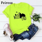 Футболки с коротким рукавом Женская футболка PEIRESA из 100% хлопка, летняя футболка с флуоресцентным зеленым принтом панды, Повседневная футболка с круглым вырезом и коротким рукавом, милые топы