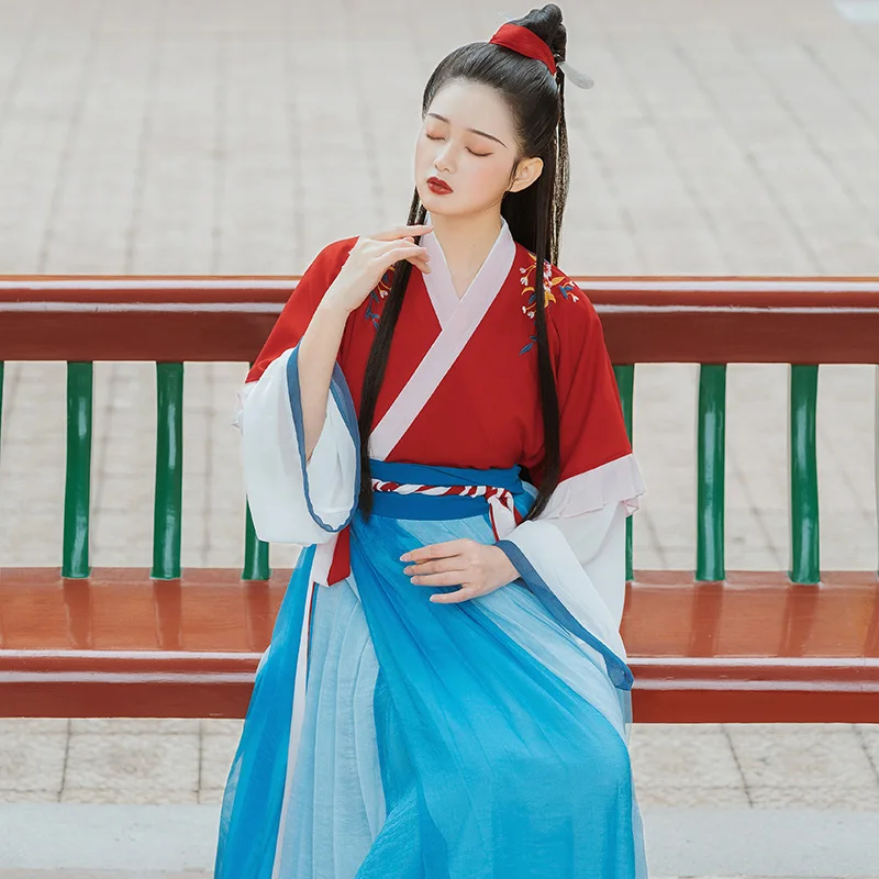 

Кота в целом чернил язык делают красный чаи "jin системы hanfu женские платить воротник талии Ru юбка Античная пыли и вышитым воротником средней ...