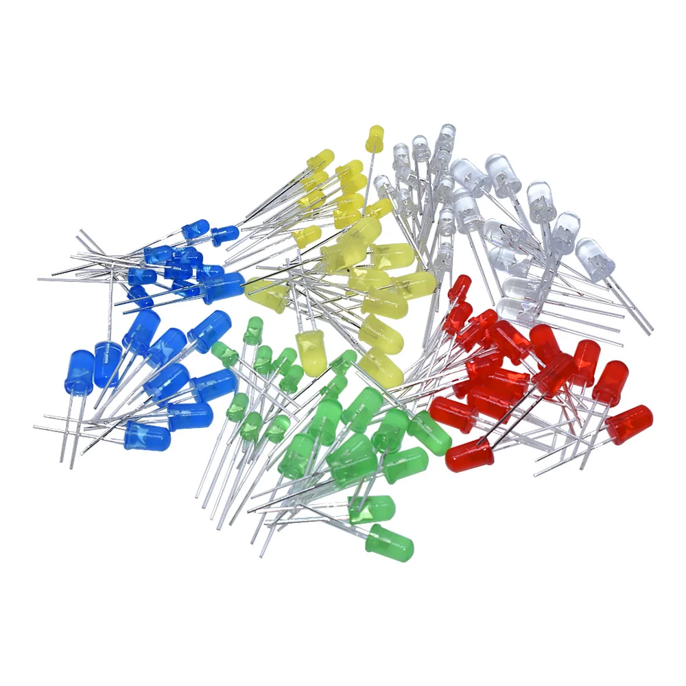 Free shipping 100PC/Lot 3MM 5MM Led Kit Mixed Color Red Green Yellow Blue White Light Emitting Diode | Электронные компоненты и