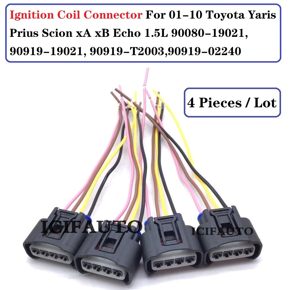 4/6/10 шт. разъем катушки зажигания для 01-10 Toyota Yaris Prius Scion xA xB Echo 1.5L 90080-19021 90919-19021 90919-02265