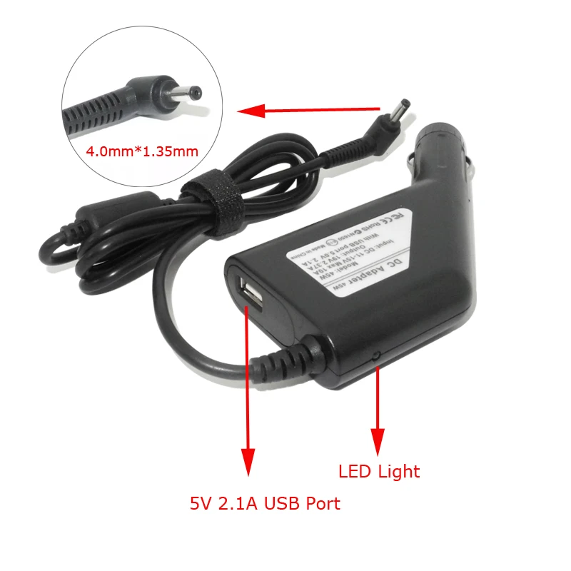 

19V1.75A 4.0*1.35MM Car charger adapter For ASU S S200E X201E E402 Laptop car charger cable