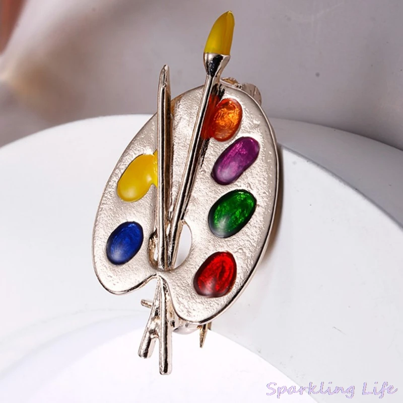 Женская и мужская брошь в виде палетки с рисунком | Украшения аксессуары