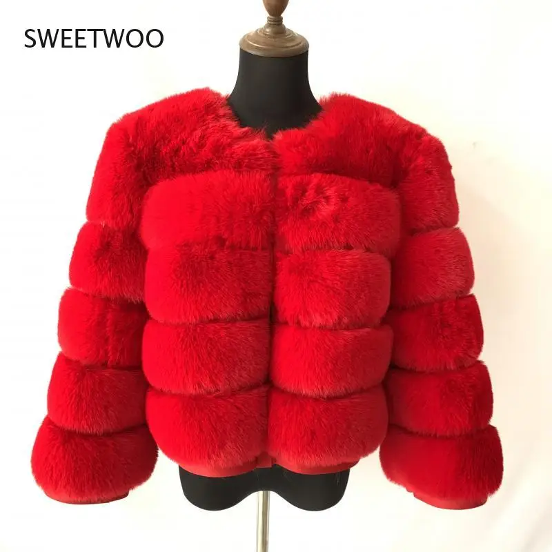 Womens Faux Fur Faux Fur Coat Autumn Winter High Quality Faux Fox Fur Coat Fluffy Coat Fur Faux Fur 5Xl Shaggy Coat Fox Fur 6Xl
