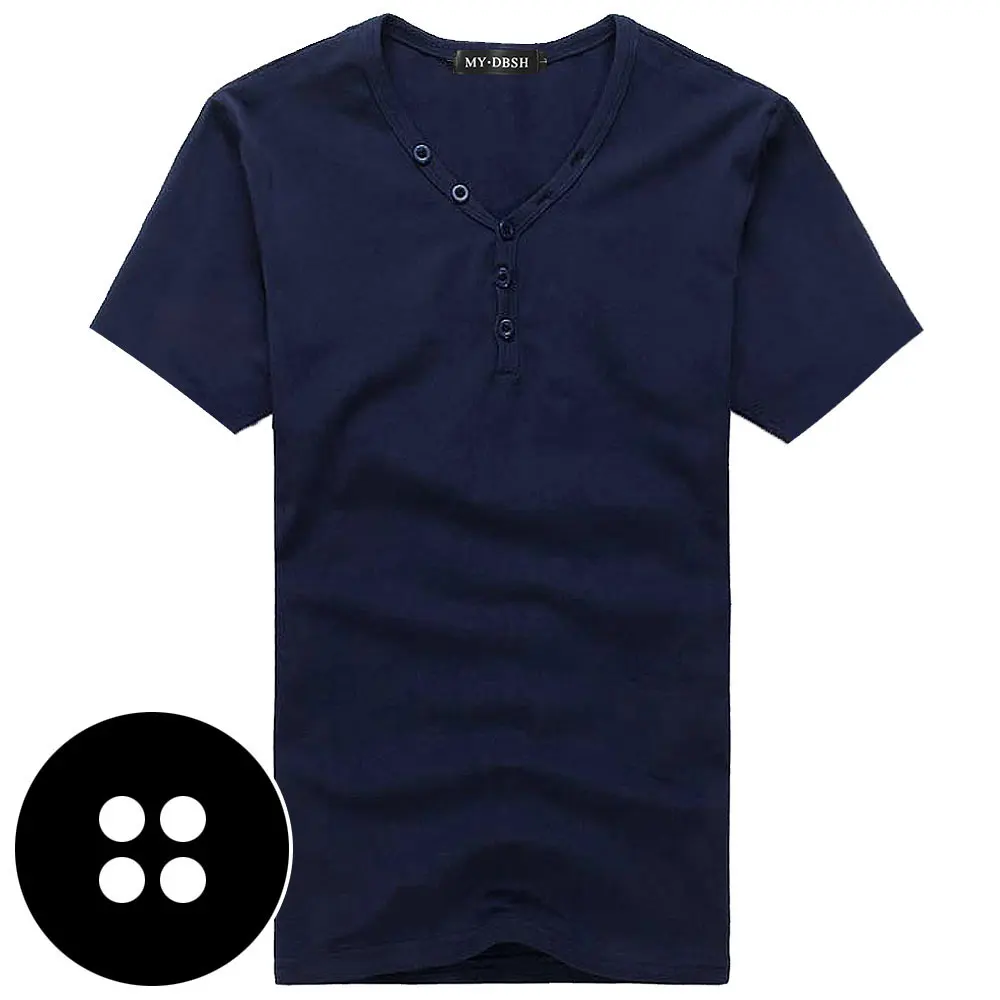 Short-Navy Мужская футболка большого размера, весна-осень, новинка, эластичная хлопковая футболка, Мужская одноцветная футболка, на пуговицах, воротник, длинный рукав, топ, тройники - Цвет: Short-Navy