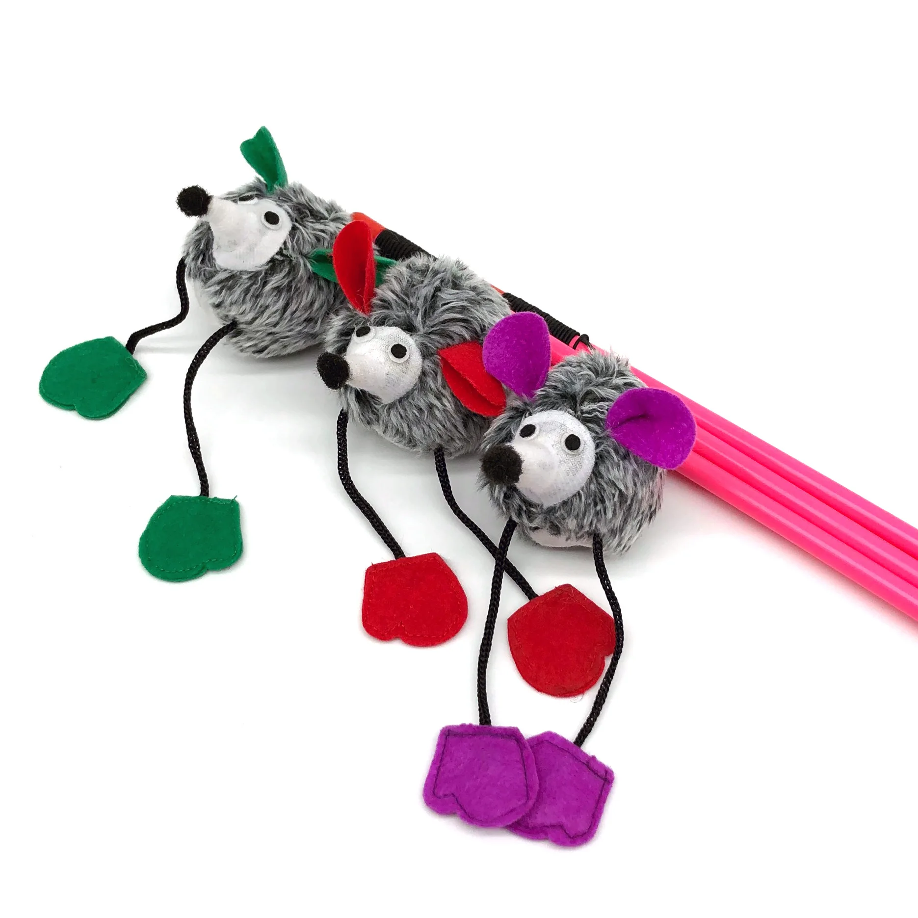 

New Creative Cat Toy Mouse Scratch-Resistant And Playable Colored Feathers Elastic Stretchable Cat Stick Pet Supplies