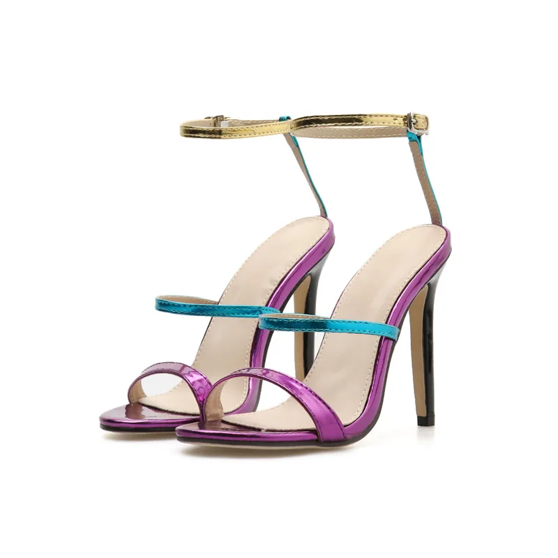 

2020 spring new women's shoes high heel thin band color matching sandals news