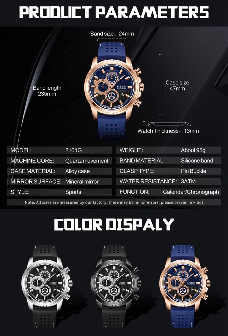 MEGIR часы мужские водонепроницаемые Хронограф военные армейские лучший бренд