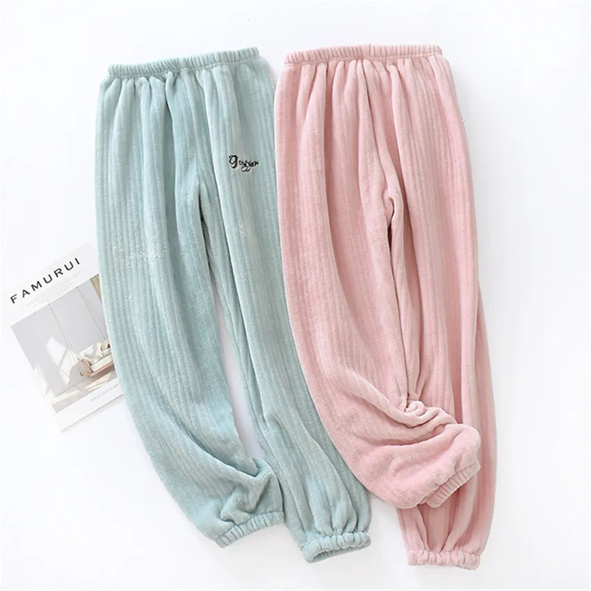 2019 Осень Зима Большие размеры женское утепленное плотное Фланелевые штаны для