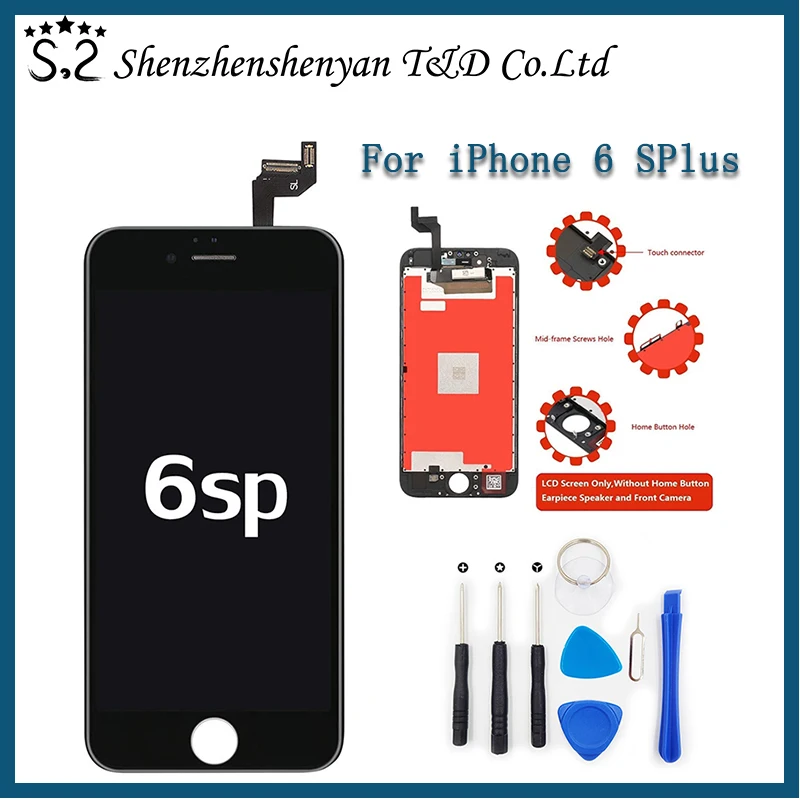 

ЖК-дисплей для iPhone 6S Plus, сменный сенсорный экран без битых пикселей, закаленное стекло, инструменты и ТПУ, белый и черный цвета, AAA +++