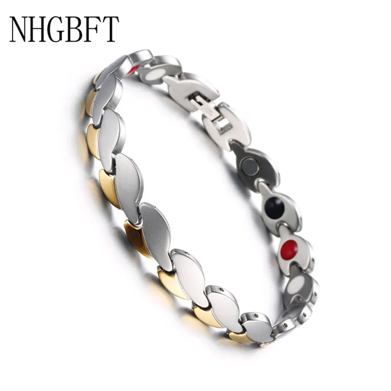 NHGBFT браслет из нержавеющей стали с листьями энергии для мужчин и женщин