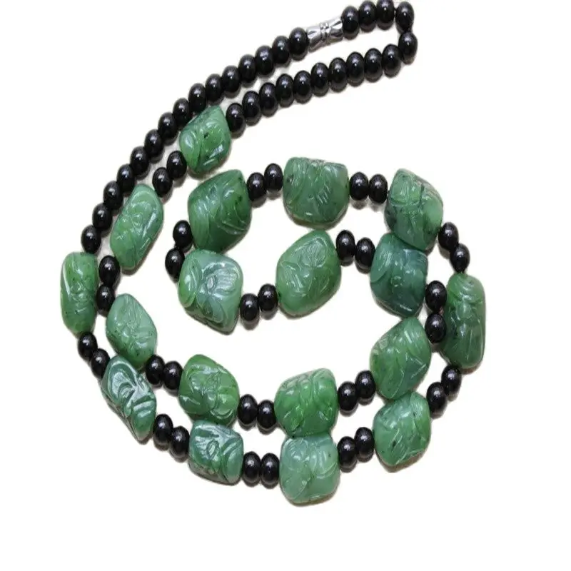 Натуральное Нефритовое ожерелье Hetian материал семян Зеленые Бусины Lohan