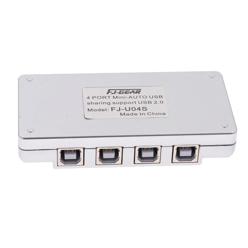 

FJGEAR 4 Port USB Sharing Switch Adapter Box USB 2.0 Auto Printer Switcher HUB Selector for Printer Computer