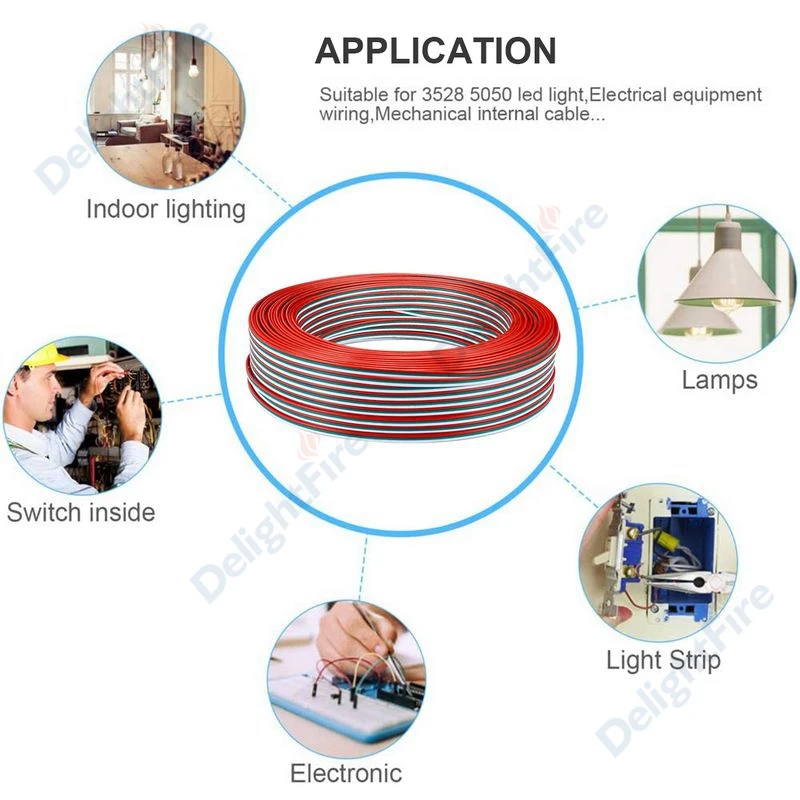 UL2468 3 рулона 3pin 22AWG луженая медная проволока Светодиодная лента провод