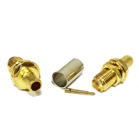 1pc new reverse rp sma jack bulkhead coax connector crimp for lmr195 rg58 cable goldplated wholesale wire terminal