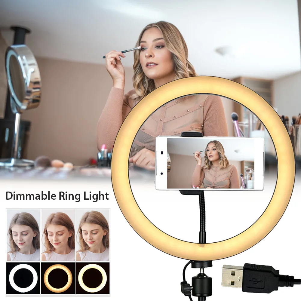 

Selfie Ring Light Dimmable Lamp LED Circle Lights For Make Up Live Streaming Photography Vlogging Video Dimmable Camera